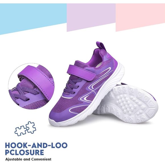 Kids Purple Athletic Running   School Shoes Sneakers for Little Kid/Big Kid - Picture 4 of 6
